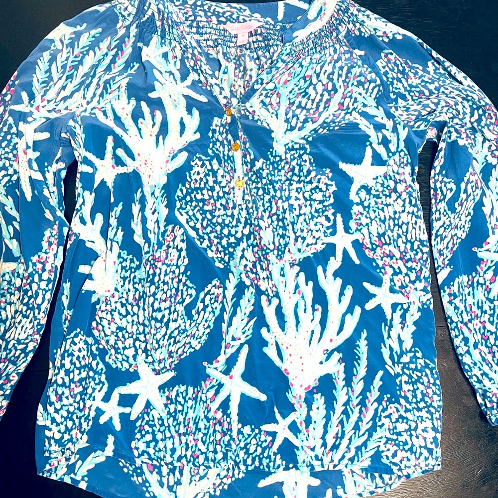 Lilly Pulitzer Blue multicolored long sleeve blouse